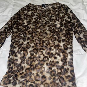 Mesh Cheetah Long Sleeve Top